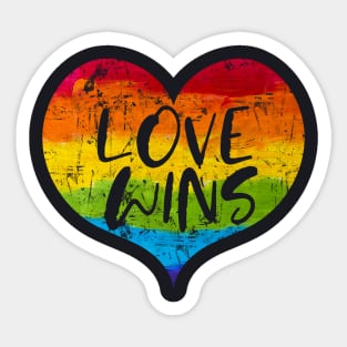 Love Wins LGBT Heart Rainbow Statement Sticker